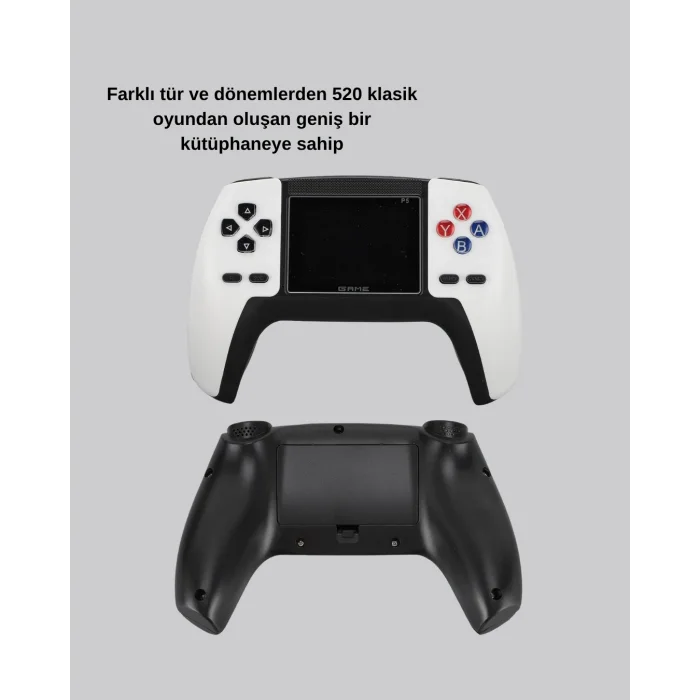 520 Klasik Oyunlu P5™ ControllerView Retro Konsol – Şarjlı, AV Giriş Destekli, Ergonomik Tasarım