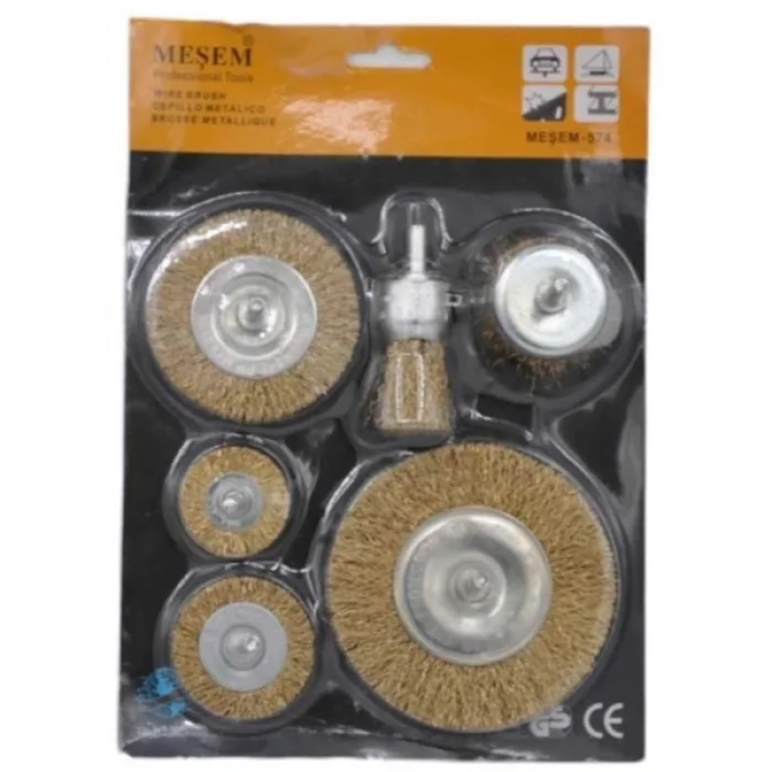 6lı Pimli Tel Fırça Seti - Pas Yağ Kir Boya Yapışkan Çözücü