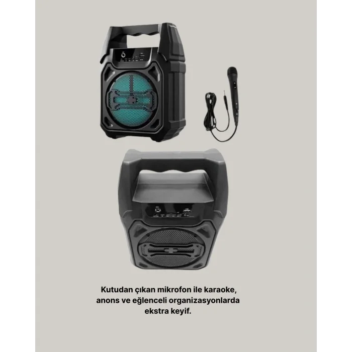 6.5 İnç Bluetooth Hoparlör Mikrofonlu Taşınabilir Karaoke ve Parti Sistemi