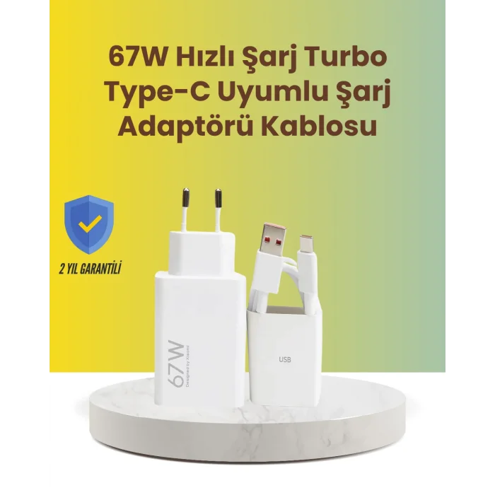 67W Hızlı Şarj Adaptörü ve Veri Aktarım Özellikli Type-C Kablo Seti