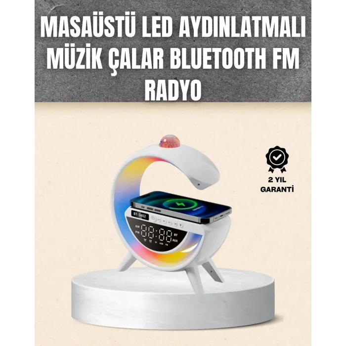 7 Ses Efektli RGB Işıklı FM Destekli Kablosuz Şarjlı Bluetooth Hoparlör