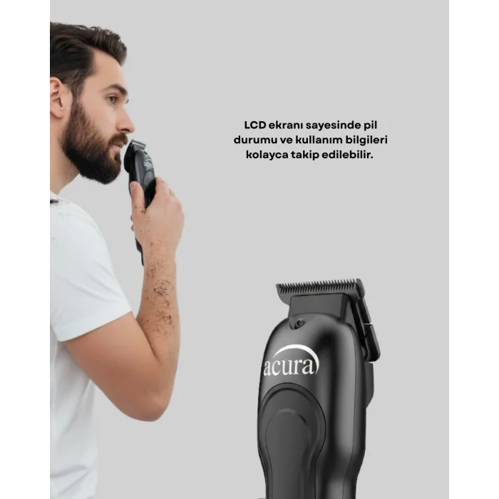 7000 RPM Güçlü Motorlu LCD Göstergeli Şarjlı Tıraş Makinesi