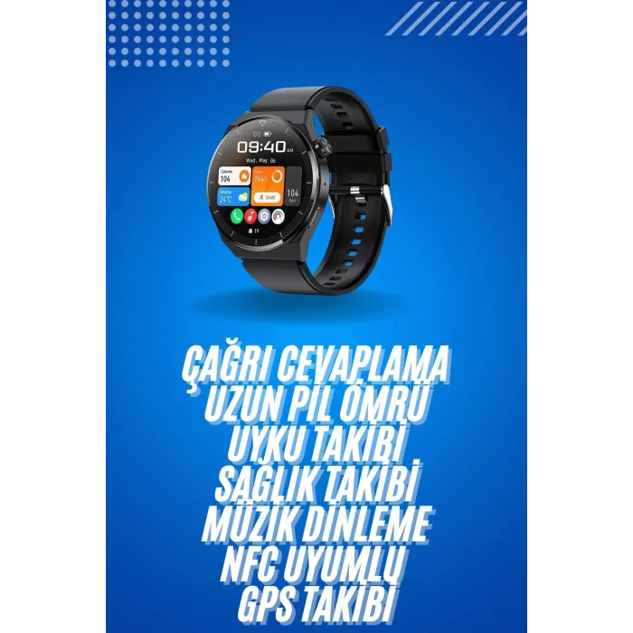 Amoled Ekran Metal Deri Silikon Kordonlu Uyku ve Sağlık Takibi