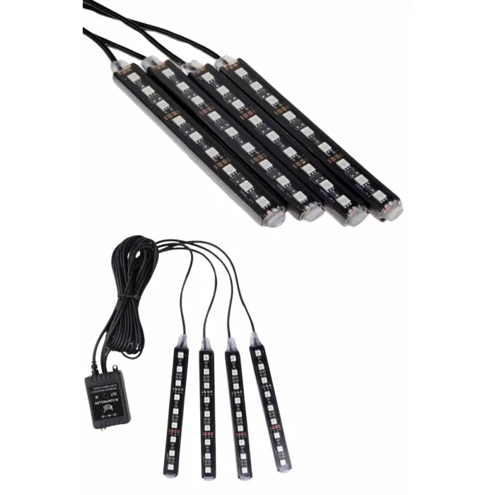 Araç İçi Ayak Altı 12li Şerit Led Işık Uzaktan Kumandalı RGB Işıklı Ses ve Müziğe Duyarlı