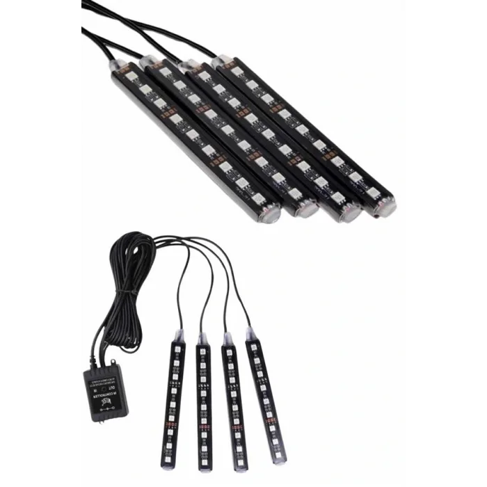 Araç İçi Ayak Altı 12li Şerit Led Işık Uzaktan Kumandalı RGB Işıklı Ses ve Müziğe Duyarlı