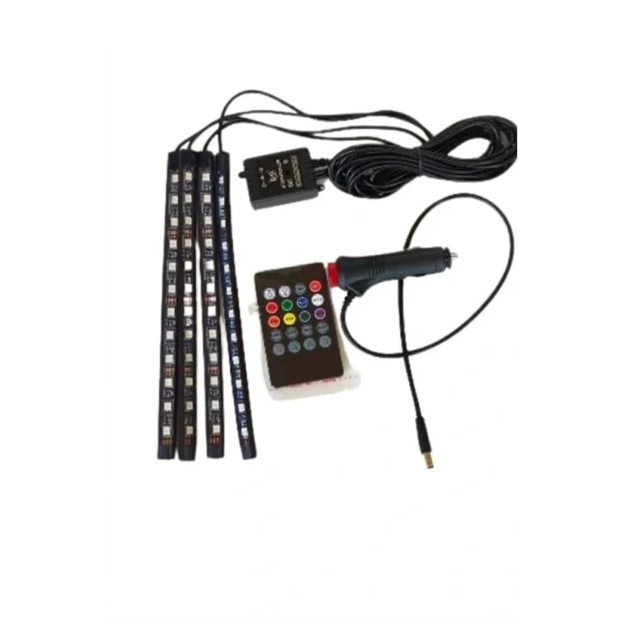 Araç İçi Ayak Altı Led 12 Led Işık Sese Müziğe Duyarlı RGB Işıklı Aydınlatma Seti