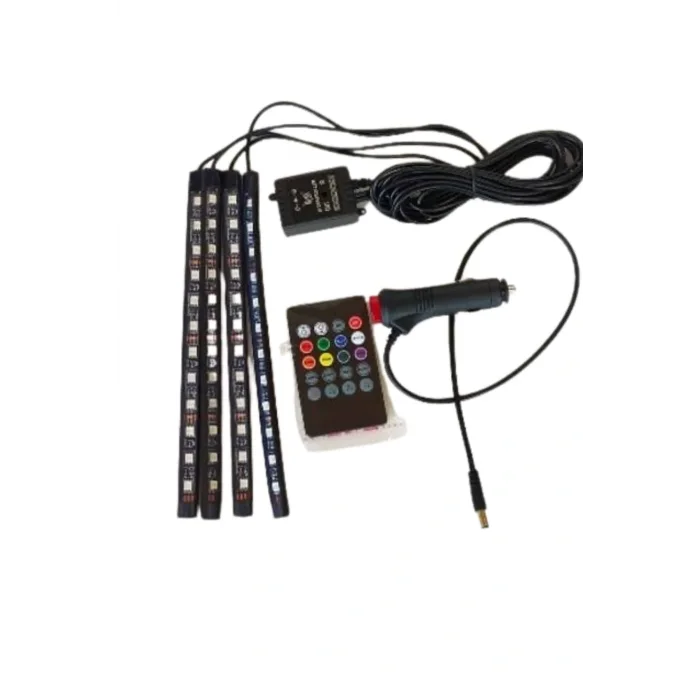 Araç İçi Ayak Altı Led 12 Led Işık Sese Müziğe Duyarlı RGB Işıklı Aydınlatma Seti