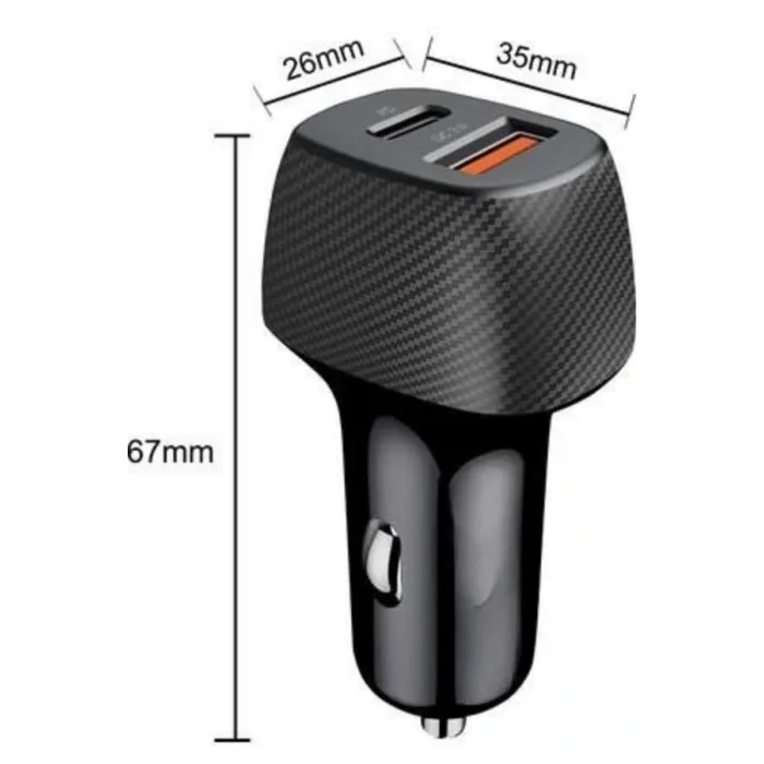 Araç İçi Hızlı Şarj Soketi 38W Oto Çakmaklık Type-C Araba Çakmaklık