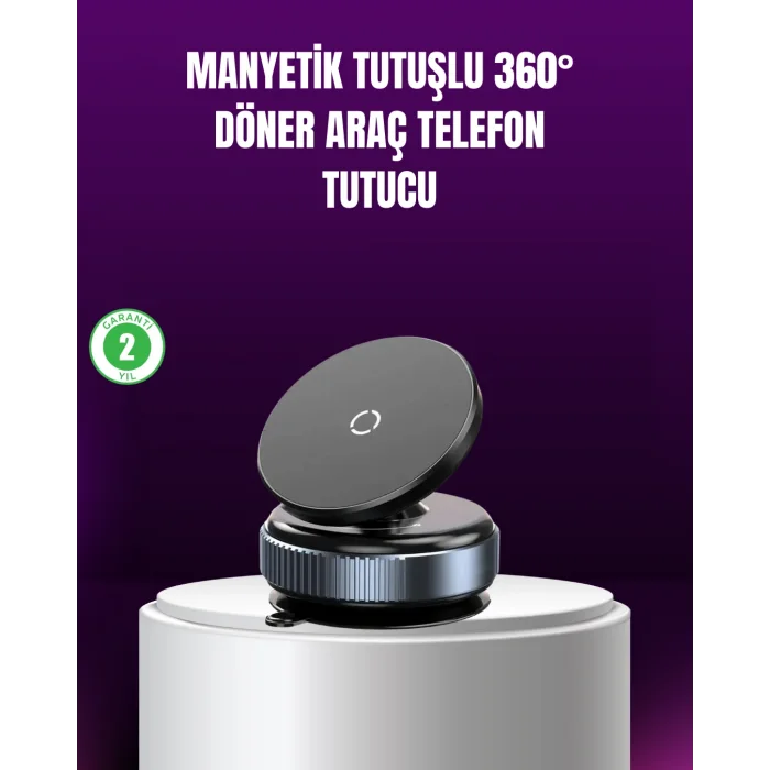 Araç İçi Manyetik Telefon Tutucu 360° Döner Vakumlu Stand