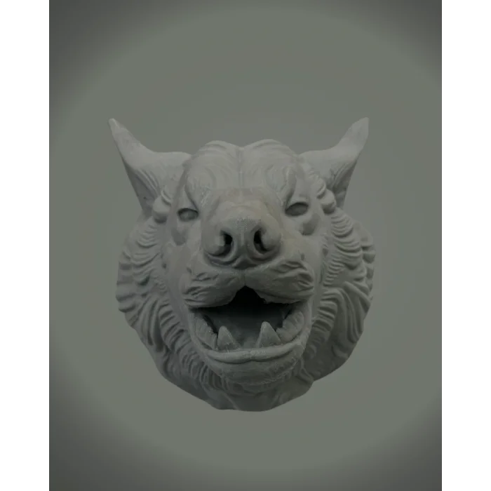 Asılabilir Gri Kurt Heykeli Ev Ofis Duvar Süslemesi Dekoratif