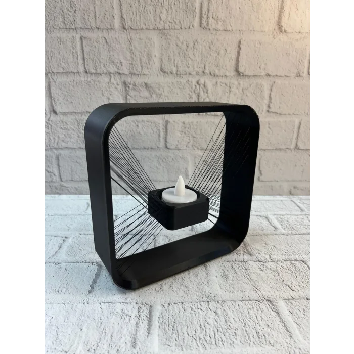 Askılı Kare Mumluk Duvar Dekoru Loş Salon ve Modern Mekanlar