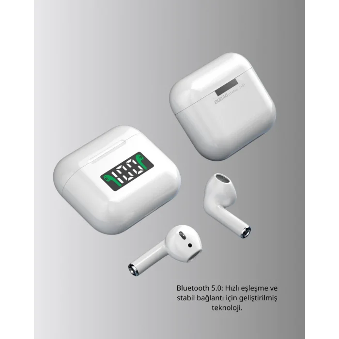 Bluetooth 5.0 Kablosuz Kulaklık – LED Şarj Göstergesi, Dokunmatik Kontrol ve Suya Dayanıklı Tasarım