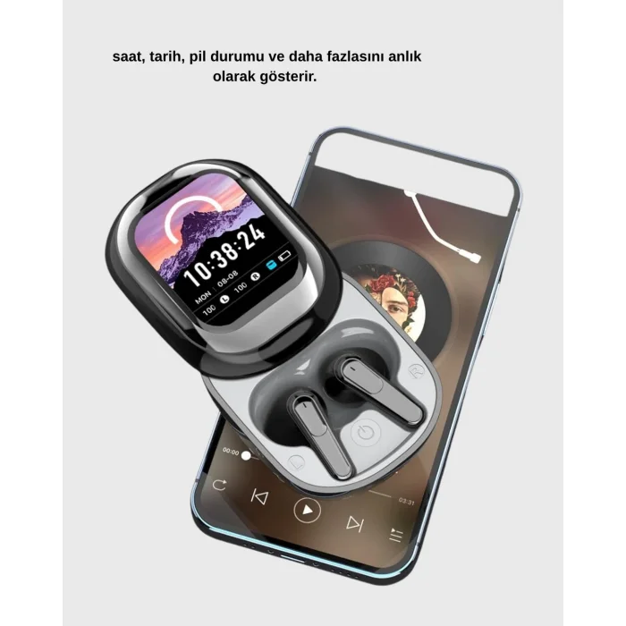 Bluetooth 5.4 Kulaklık – Gürültü Engelleme ve Akıllı Ekranlı Şarj Kutusu