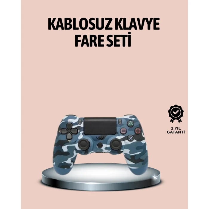 Bluetooth Kablosuz PS4 Gamepad Çift Motorlu Siyah Controller