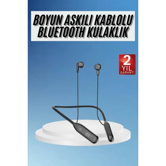 Boyun Bantlı Kablolu Yüksek Ses Kaliteli Bluetooth Kulaklık Uzun Pil Ömrü