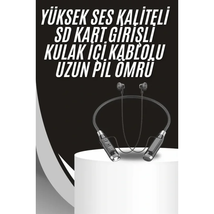 Boyun Bantlı Kulak İçi Kablolu Yüksek Ses Kaliteli Bluetooth Kulaklık