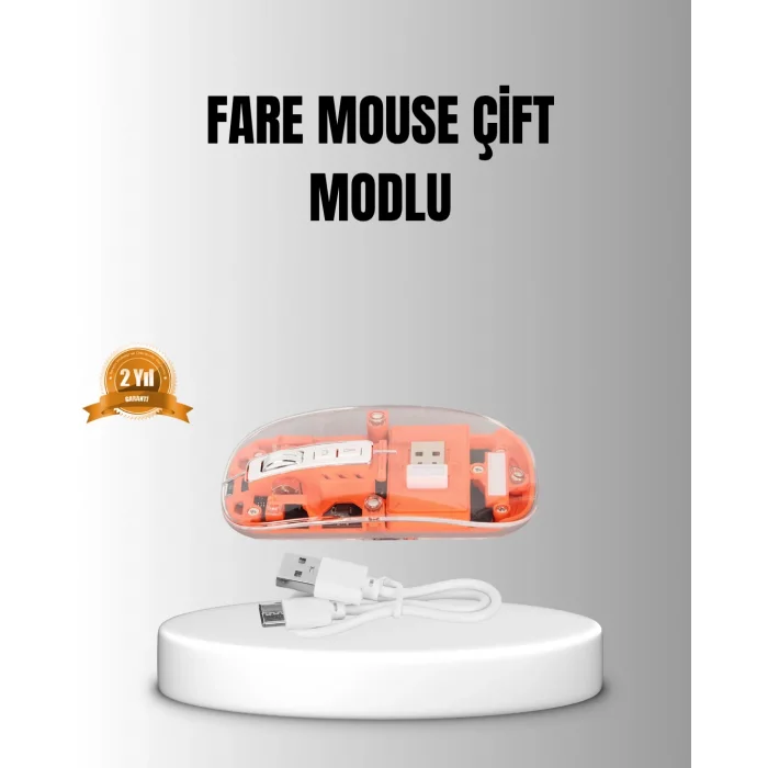 Çift Modlu Kablosuz Bluetooth 5.0 + 2.4GHz Mouse – 3 Cihaz Bağlantılı, Hızlı Geçiş Düğmeli