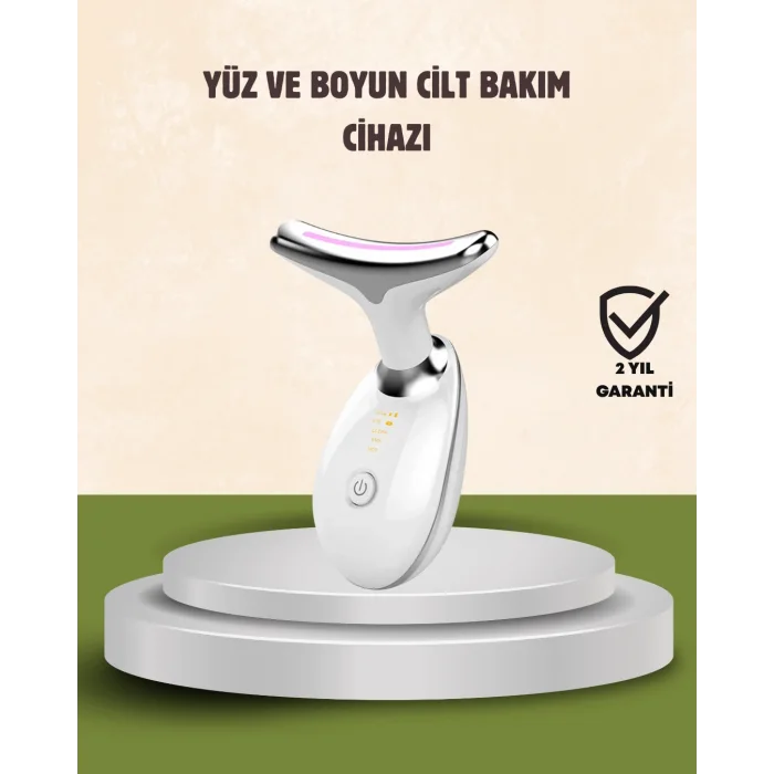 Cilt Yenileyici Şarjlı Güzellik Aleti – Pozitif/Negatif İyon, Titreşimli Masaj ve Kırmızı-Mavi-Yeşil Işıkla