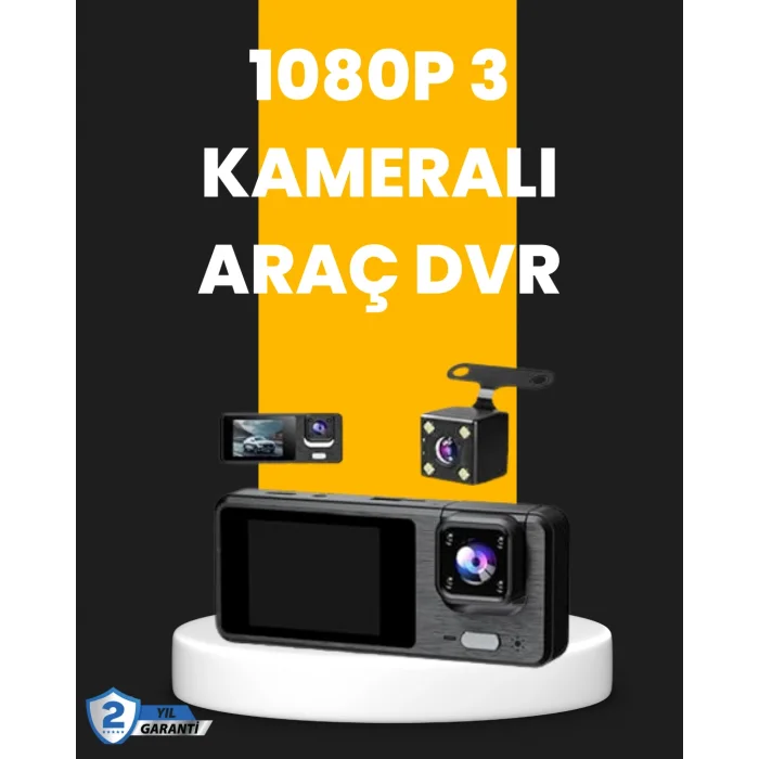 Çok Açılı Araç İçi DVR | Ön İç Arka Kamera, Döngü Video Kaydı
