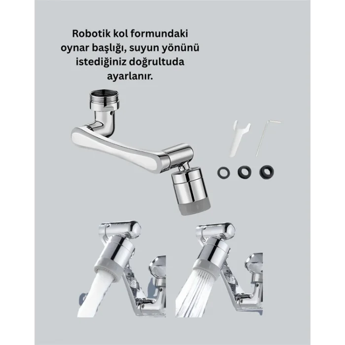 Çok Yönlü Dönebilen Musluk Başlığı 2 Fonksiyonlu Su Akışı