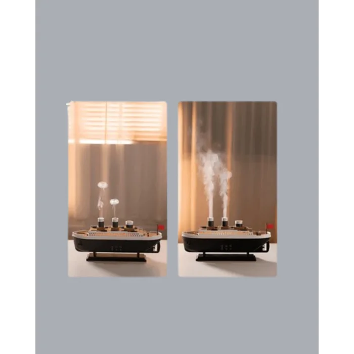 Dekoratif Gemi Modeli 7 Renk Işıklı Hava Nemlendirici ve Oda Kokusu Difüzörü