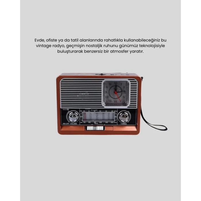 Dekoratif Vintage Radyo – Klasik Görünüm, Modern Fonksiyon ve Uzun Ömürlü Kullanım