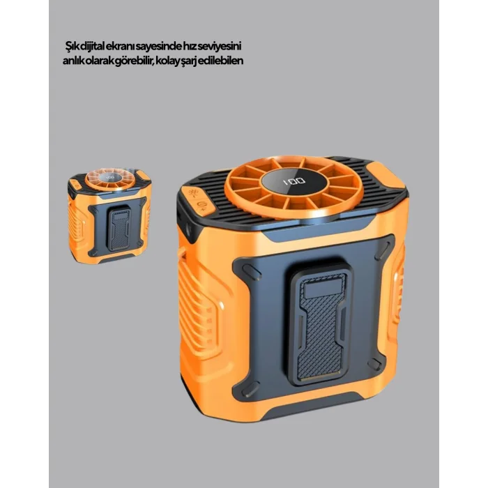 Dijital Ekranlı Turbo Mini Fan – 3 Kademeli Hız, Sessiz Çalışma ve Type-C Şarj