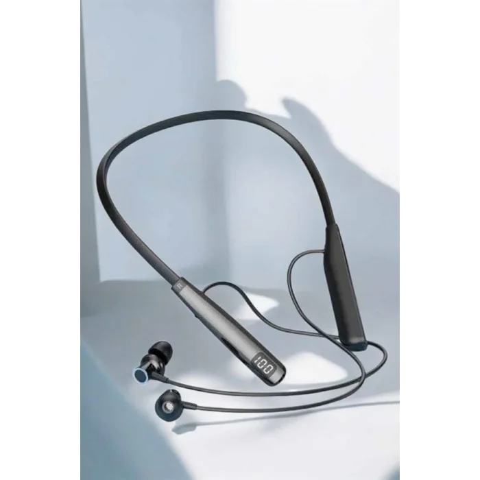 Dijital Göstergeli Kulak İçi Kablosuz Bluetooth Kulaklık Boyun Bantlı