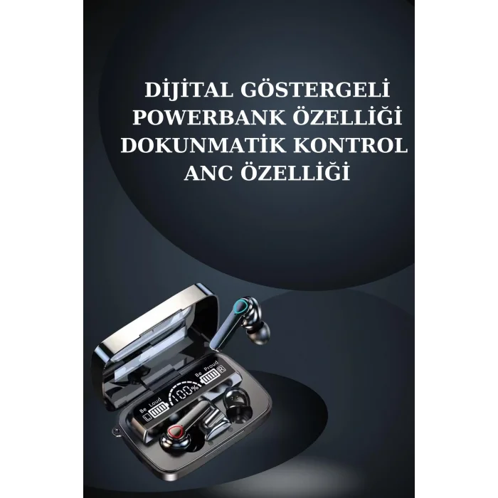 Dijital Göstergeli Powerbank Bluetooth Kulaklık ve Yeni Nesil Amoled Ekran Akıllı Saat