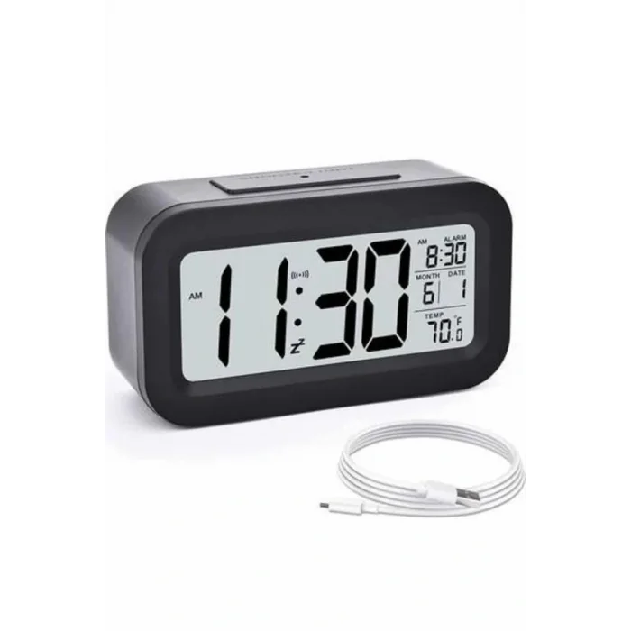 Dijital Masa Saati Takvim Çalar Saat Alarmlı Işıklı Led Ekran Pilli