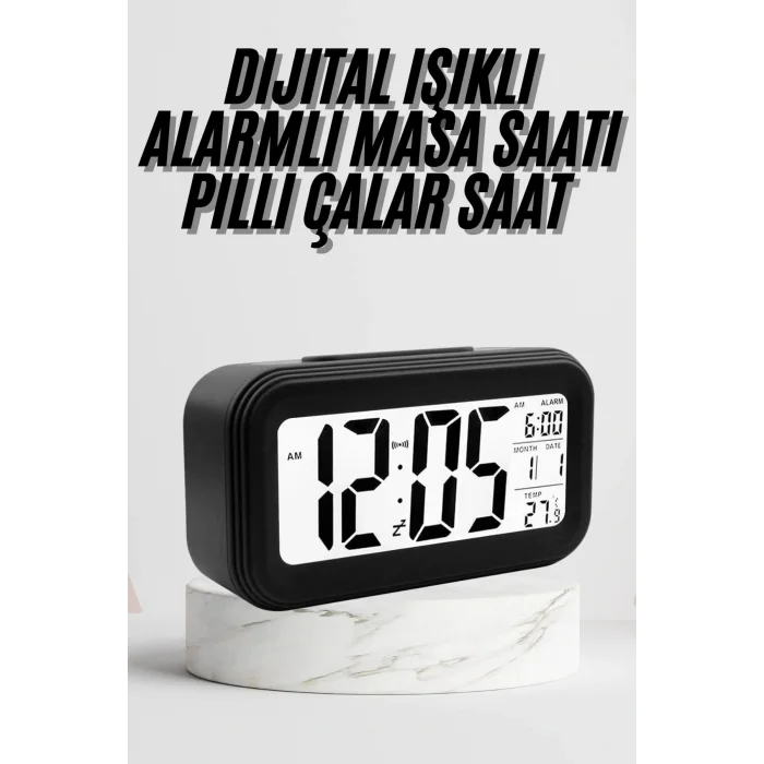 Dijital Masa Saati Termometre Takvim Led Ekran Pilli Ev Ofis Masası