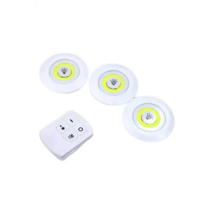 Dolap Işığı Mutfak Rafı Işığı Uzaktan Kumandalı 3 Lü Spot Led Lamba