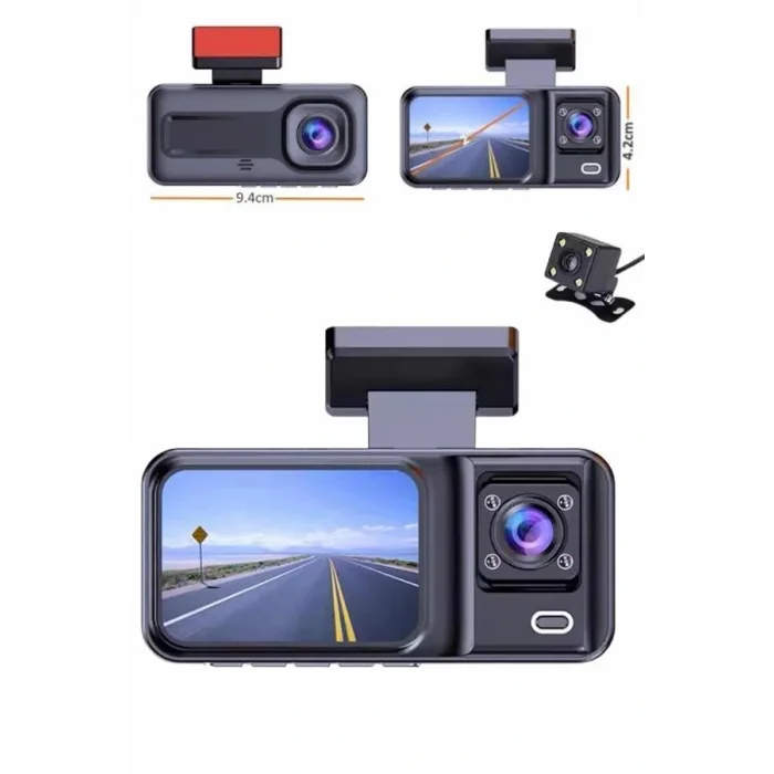 Ekranlı Sürüş Kaydedici DVR Ön ve Arka Kameralı Full HD Çözünürlüklü