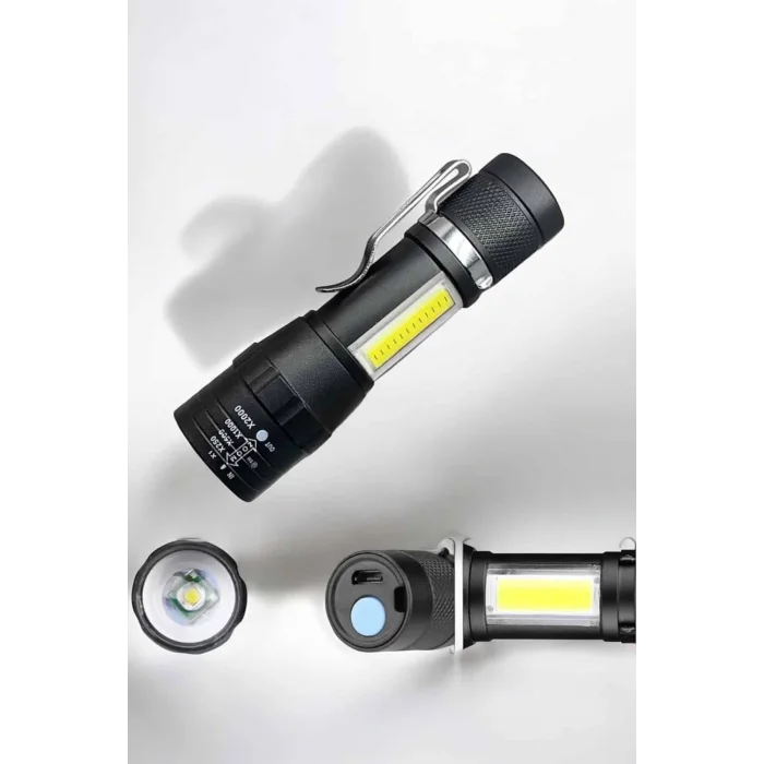 El Feneri Led USB Şarjlı Zoom Mini Led Işık Acil Durum Feneri