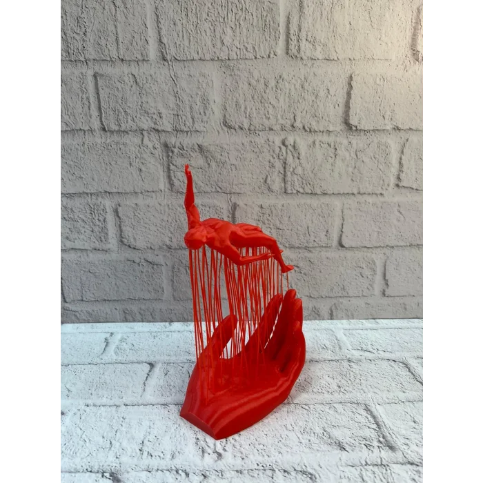 El Formlu İnsan Figürü Kırmızı Modern Dekoratif Biblo Soyut Tasarım 12x18 cm