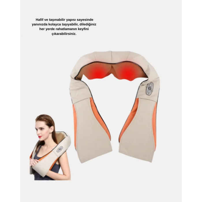 Ergonomik Ovmalı Masaj Aleti – Isıtmalı, Yoğurmalı, Boyun ve Bel Rahatlatıcı Masaj Makinesi