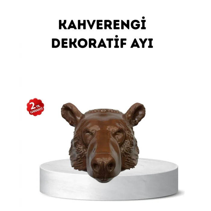 Ev ve Ofis İçin Dekoratif Ayı Başı Heykel Hediyelik Duvar Aksesuarı