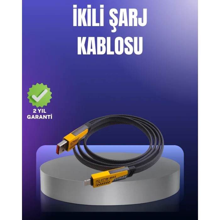 Evrensel Uyumluluklu Dayanıklı Metal Başlıklı Hızlı Şarj Kablosu