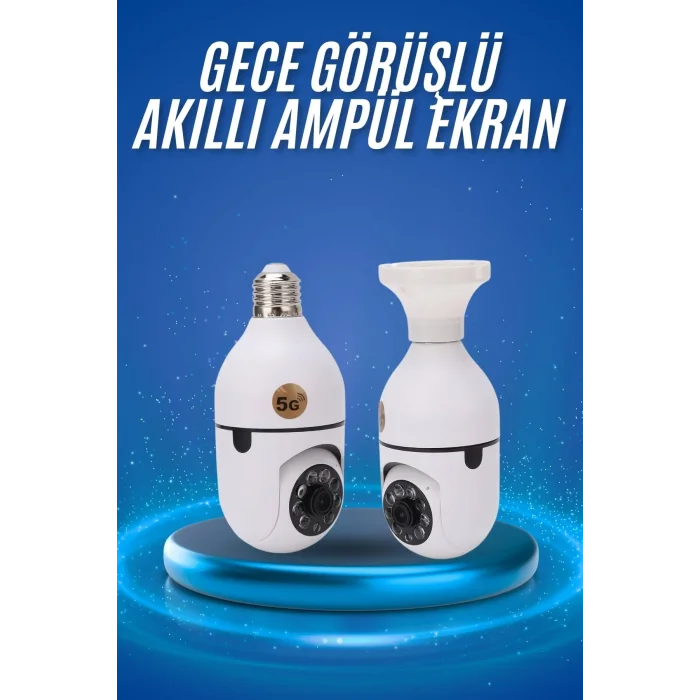 Gece Görüşlü Akıllı Dönebilen Ev Kamerası Ampül Kamera