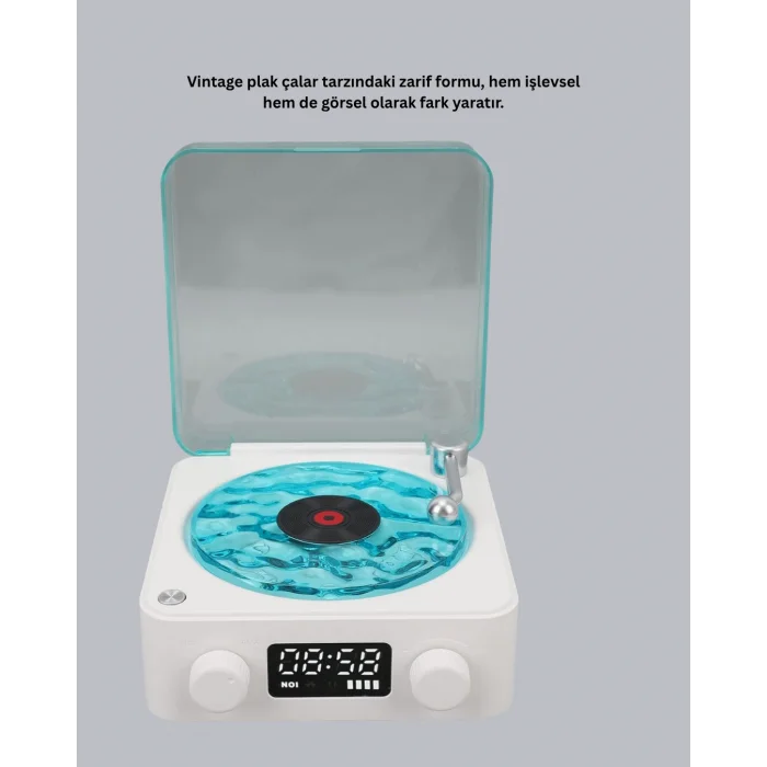 Gece Lambası Stereo Bluetooth Hoparlör Dijital Saatli Vintage Tasarım Çok Fonksiyonlu