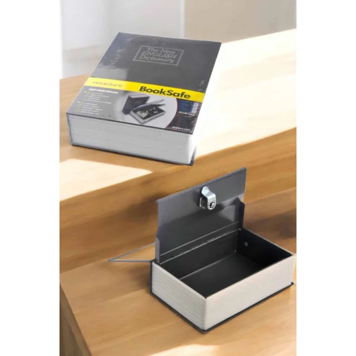 Gizli Kasa İngilizce Sözlüğü Kitap Görünümlü Anahtarlı Gizli Mini Çelik Kasa Kilitli