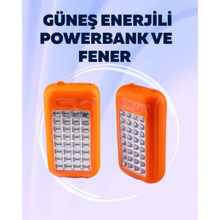 Gold Silver GS-875 Outdoor Powerbank & Işıldak – Güneş Paneli, 32 LED, 10000 mAh, Çift Çıkış
