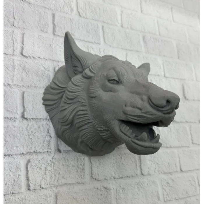 Gri Kurt Duvar Biblosu Güçlü Detaylı Dekoratif Tasarım 25x19 cm