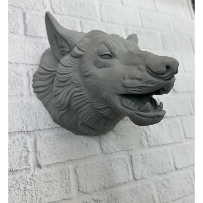 Gri Kurt Duvar Biblosu Güçlü Detaylı Dekoratif Tasarım 25x19 cm