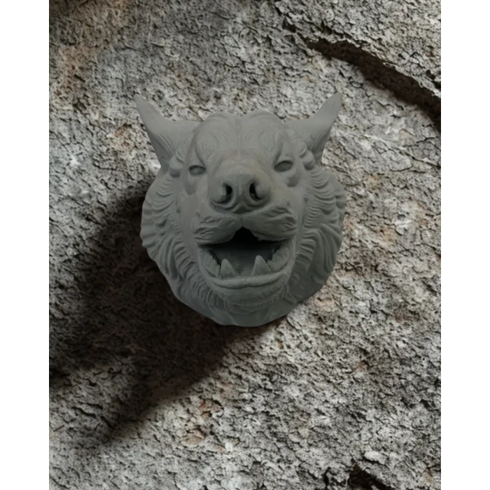 Gri Kurt Duvar Dekoru Asılabilir Dekoratif Heykel Tasarım