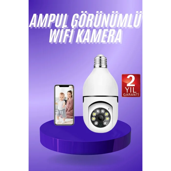 Güvenlik Kamerası Wi-Fi Özellikli 360 Derece Full Hd 1080p Ampül Kamera