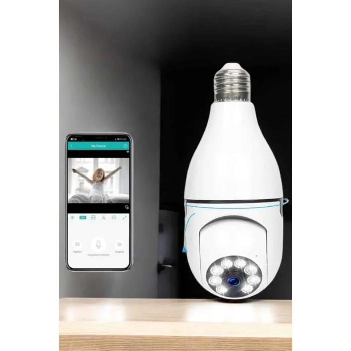 Güvenlik Kamerası Wifi Kamera Duylu Ev Kamerası Wifi Bağlantılı Dönebilen