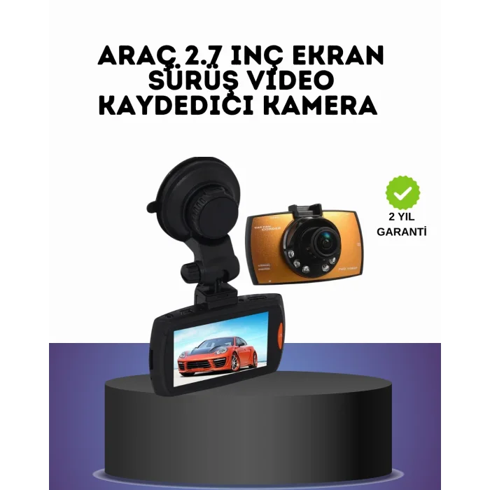 HD Araç Kamerası 2.7 İnç Ekran G Sensor Destekli