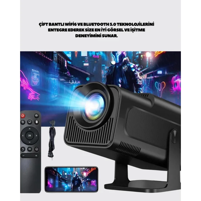 HDMI, USB ve Kulaklık Girişli Çoklu Bağlantı Seçenekli Projektör