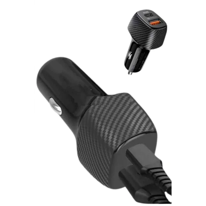 Hızlı Oto Şarj Cihazı 38W Çift Girişli HIzlı Şarj Oto Çakmaklık Type-C